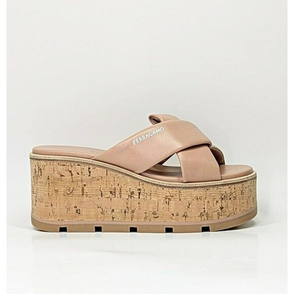 Ferragamo Women's Engracia Platform Slide Sandals in Rosa Size 7 C (MSRP $695) - Picture 4 of 11